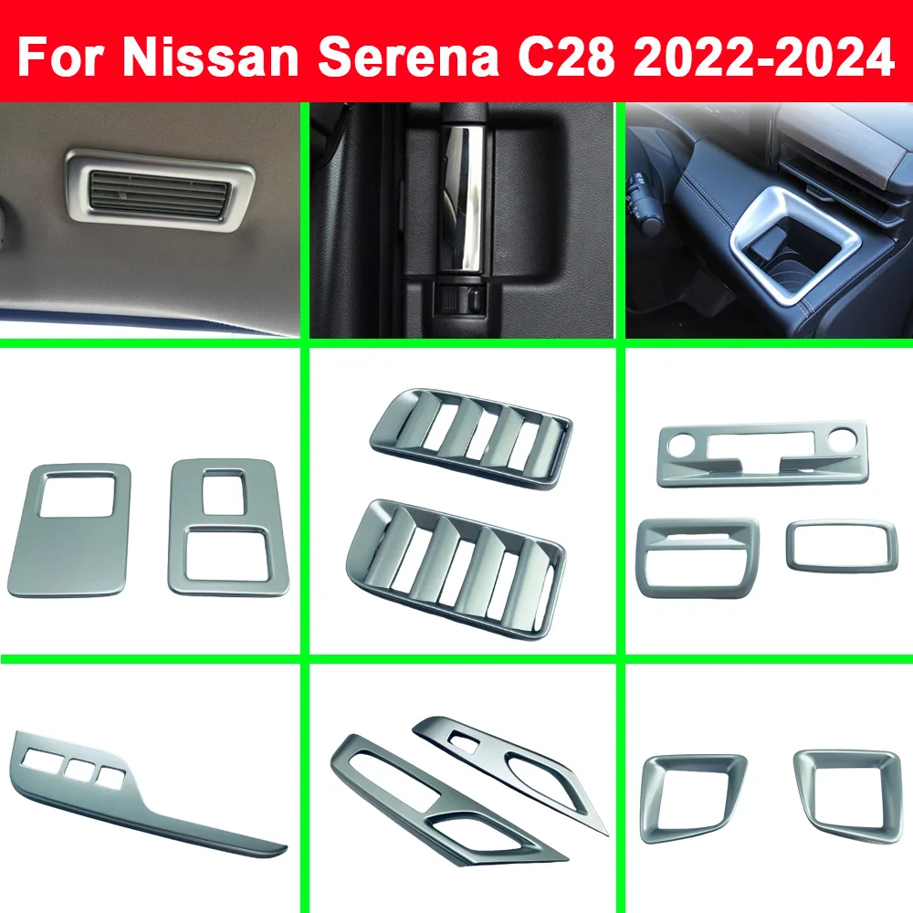 

ABS Outlet Vent Reading Lights Cover Center Console Cup Holder Trim Dool Bolw Frame Sticker For Nissan Serena C28 2022 2023 2024