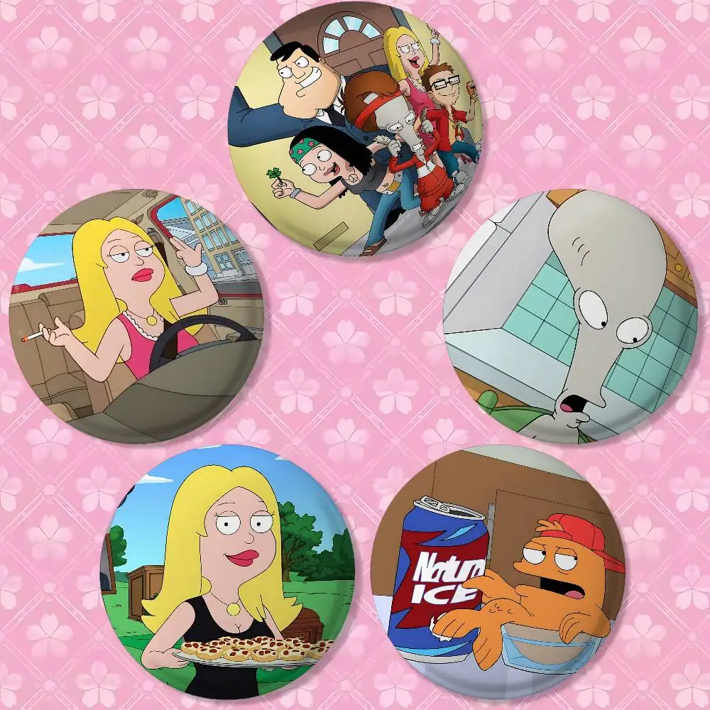 Anime A-American Dad Cover Brooches Funny Meme Badge Fashion Jewelry Gifts