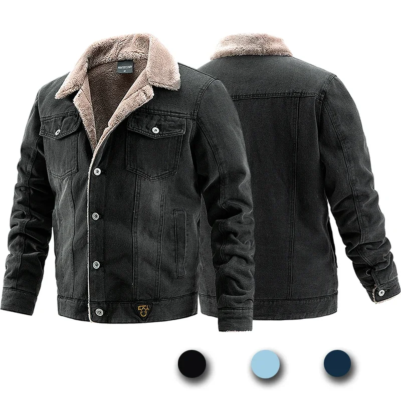 Winter Denim Cotton Jacket Men's Padded Thicker Plus Size Warm Jacket Autumn Top