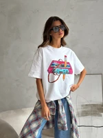Sumuyoo 100% Cotton Women's Fashionable Printed T-shirt Casual Vintage Short-sleeve Printing T Shirts Fashion Hip Hop Loose Top - Image 6