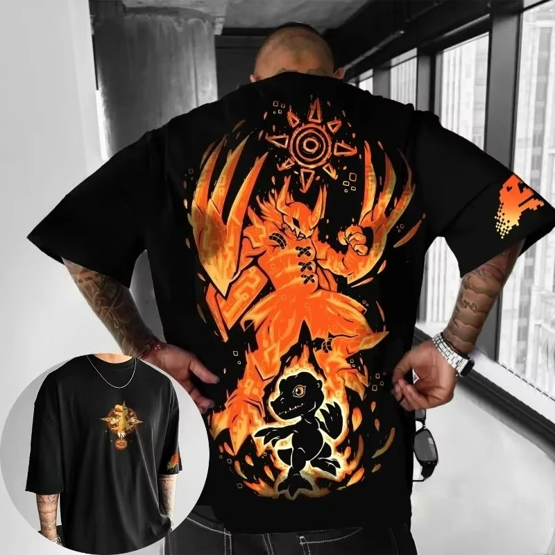 2026 Hot Selling Fashion New 3D Printed Digital Baby Battle Dragon Beast Hip-hop Suitable for Street Loose Round Neck T-shirt