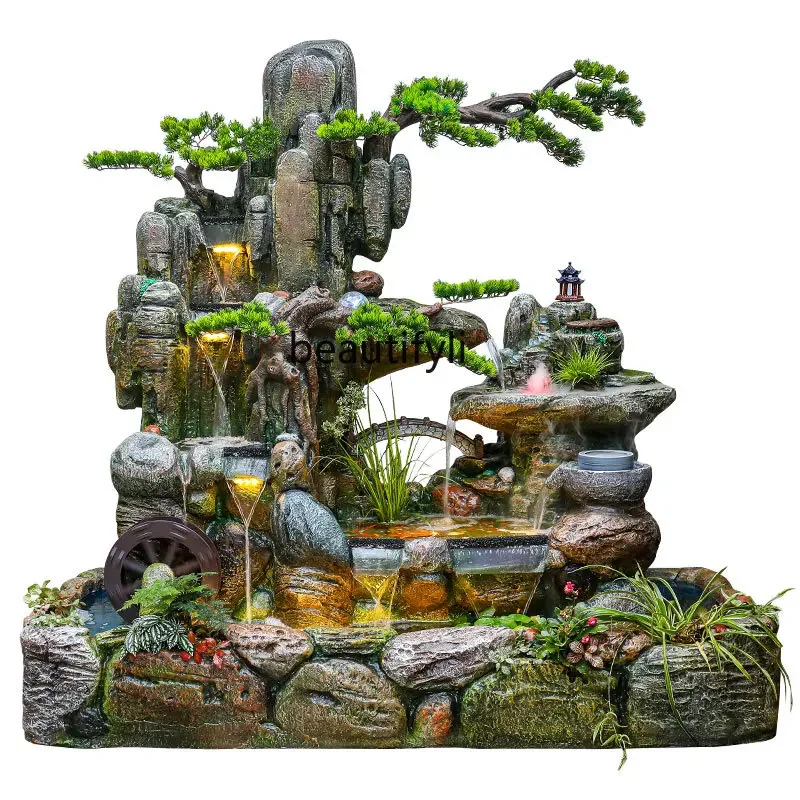 Rockery, flowing water, fountain, fish pond landscaping, circulating water, generating wealth, floor decoration ornaments