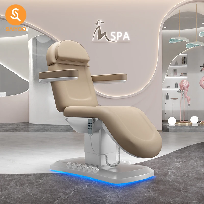 Foldable 3-Motor Facial SPA Massage Table with Customizable Colors and Foot Control