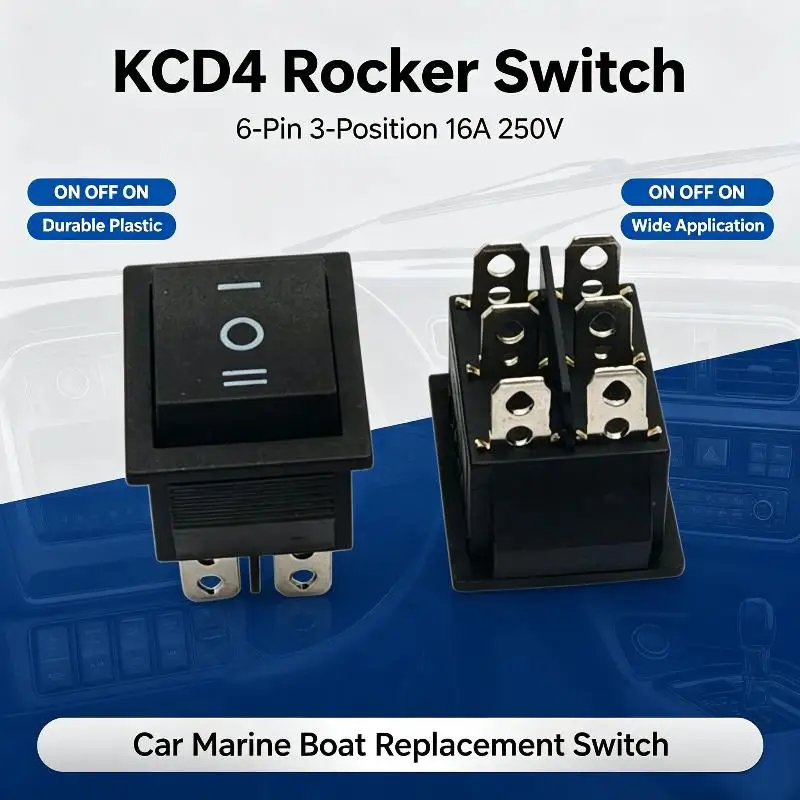 1Pcs KCD4 Rocker Switch Ship Type Switch Rocker Power Button 4/6PIN Red Light Green Light 31x25mm16A 250v ON-OFF/ON-OFF-ON