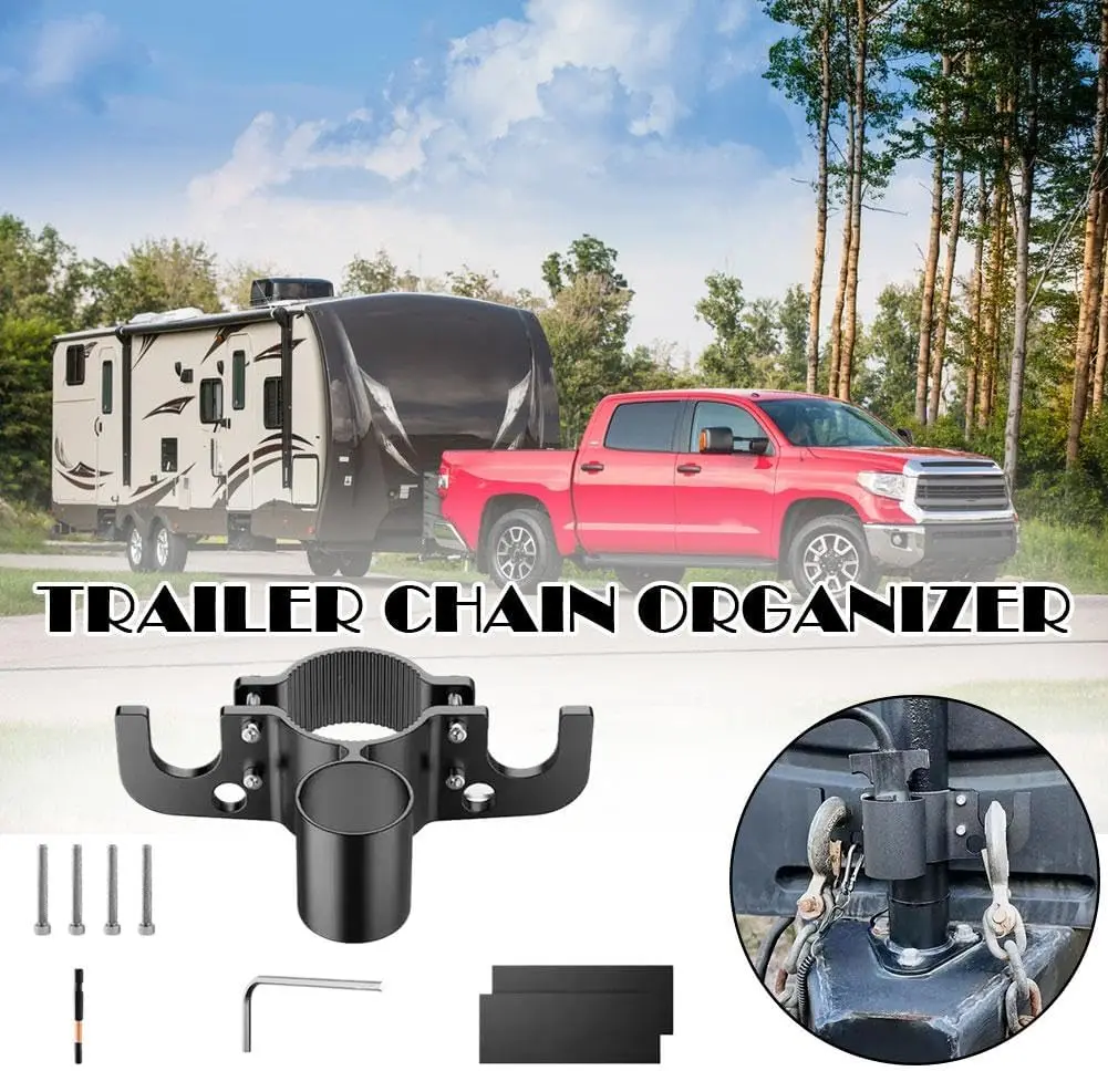 7 Way Plug Holder Heavy Duty RV Tongue Jack Accessories Aluminum Trailer Towing Chain Organizer Trailer Towing Device