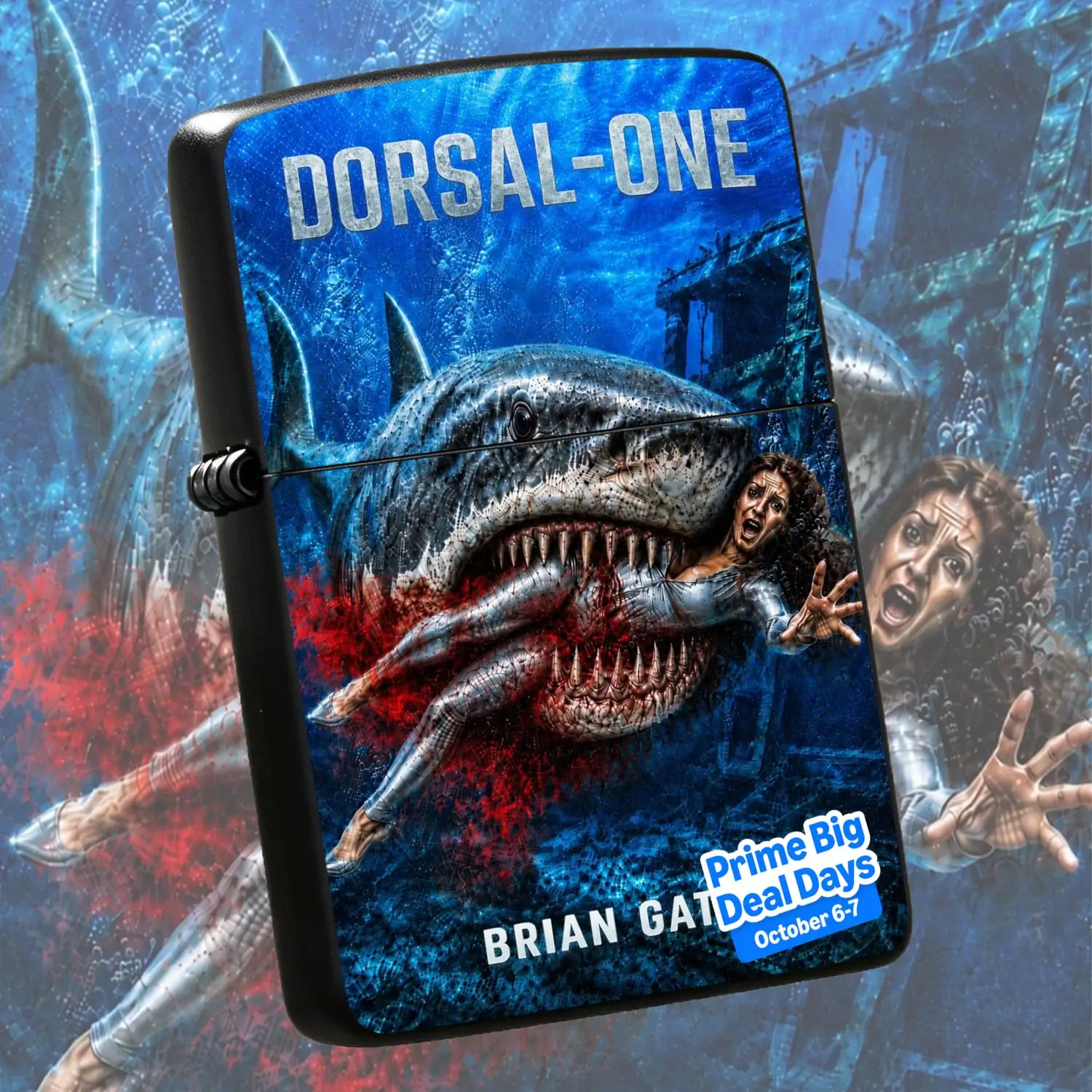 Trendy Creative Dorsal-One Thriller Shark Themed Portable Handy Gadget, Fun Deep Sea Shark Attack Art Print Personalized Decor Accessory, Suitable for Daily Multi-Scenario Use, Gifting and Collecting Unique Nifty Item A Humorous And Intere
