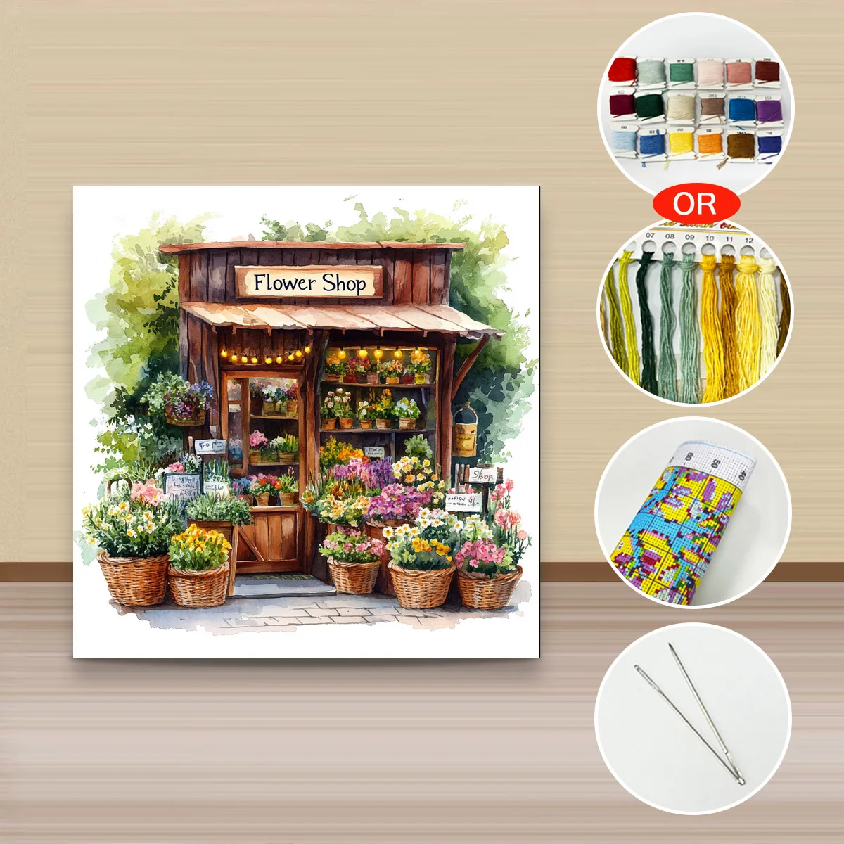 1 Stück 40x40 cm/15,74 Zoll, 11Ct/14Ct Kreuzstich-Set, DIY Valentinstagsgeschenk, Stickerei-Set für Festivals, Stadt – Detail 4