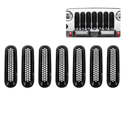 7PCS Car Front Bumper Racing Grills For Jeep JK Wrangler 2007-2017 Replacement Snap-On Black Grille Exterior Modification Parts