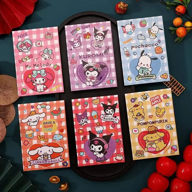 6Pcs/Pack 2025 CNY Sanrio Cinnamoroll Mymelody Kuromi Pom Pom Purin Pochacco Laser Year Red Packet Cutie Cartoon Red Envelope