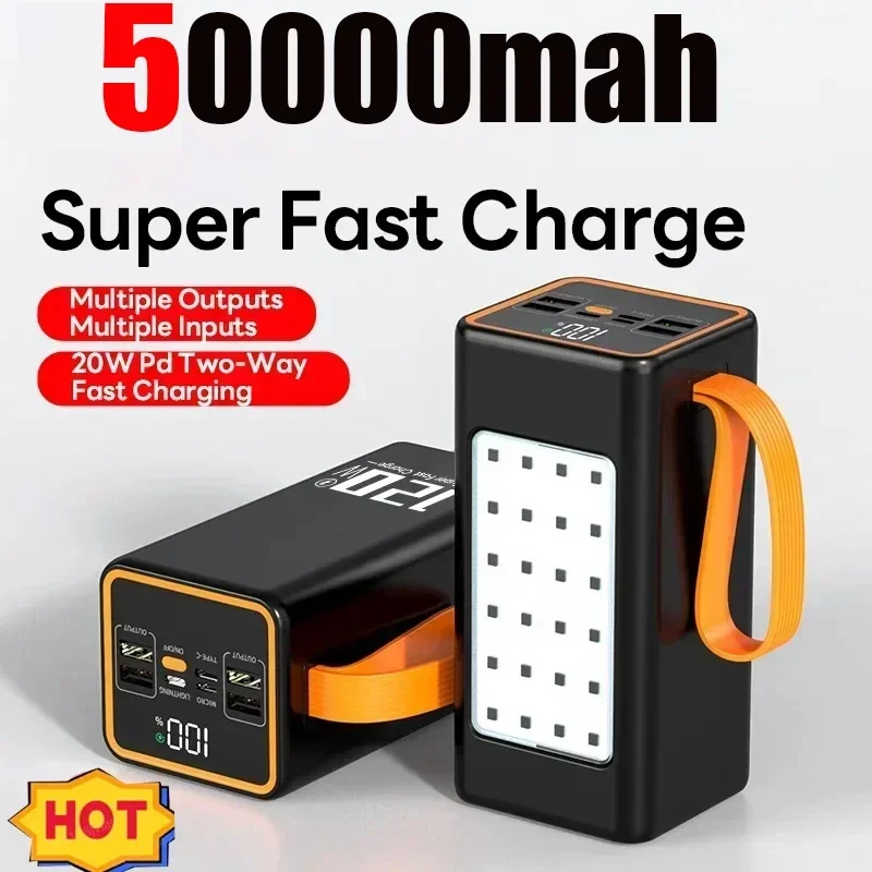 50000mAh High Capacity Power Bank 120W USB C PD20W Fast Charger 30000mAh Portable External Battery for IPhone 15 Xiaomi Samsung