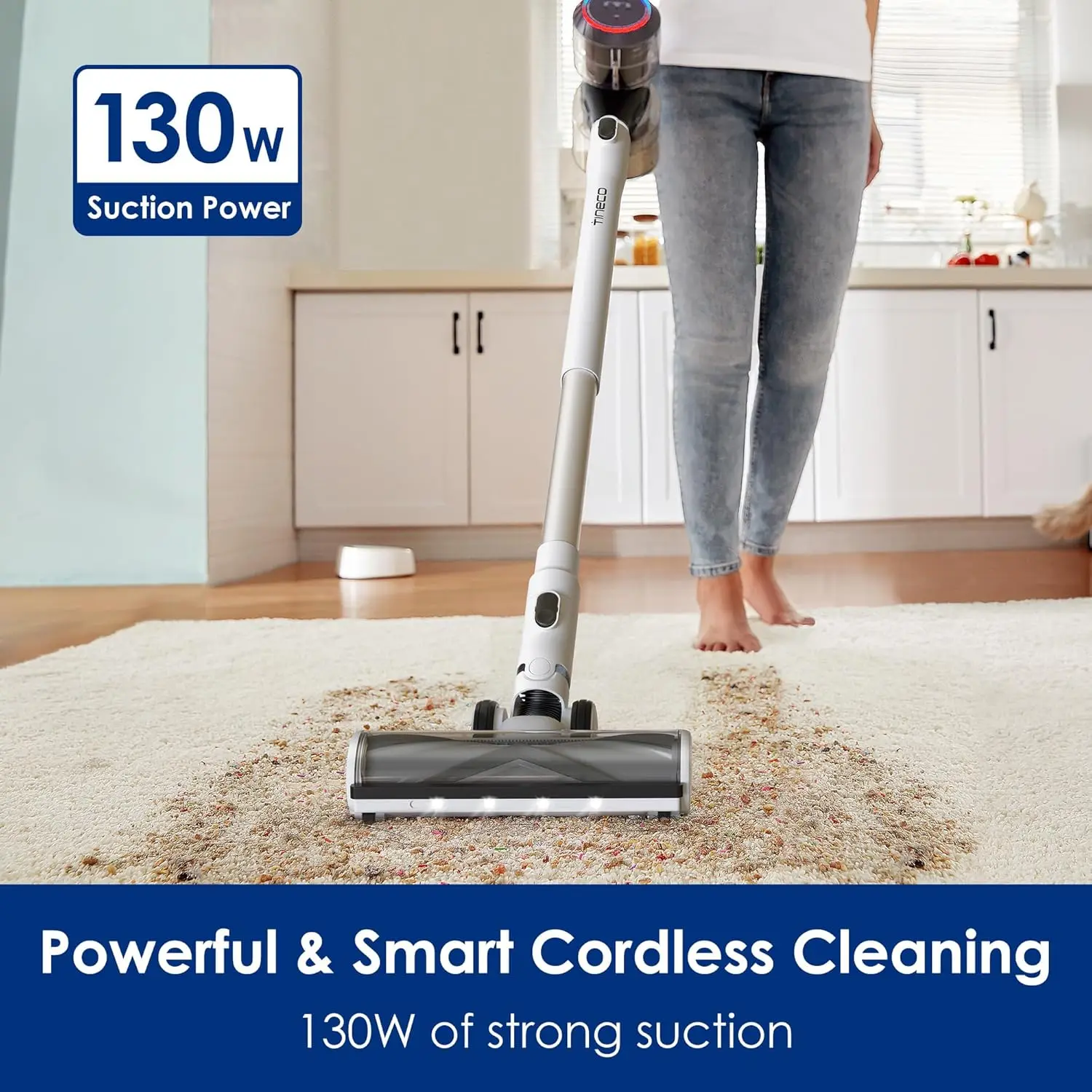 Vacuum Cleaner, ZeroTangle Brush, Lightweight, Quiet, Powerful Suction, Converts into Handheld Vac