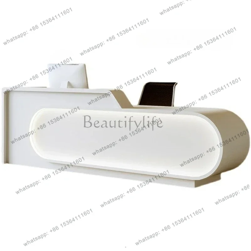 LD Curved simple modern checkout page beauty salon bar counter paint office reception cabinet