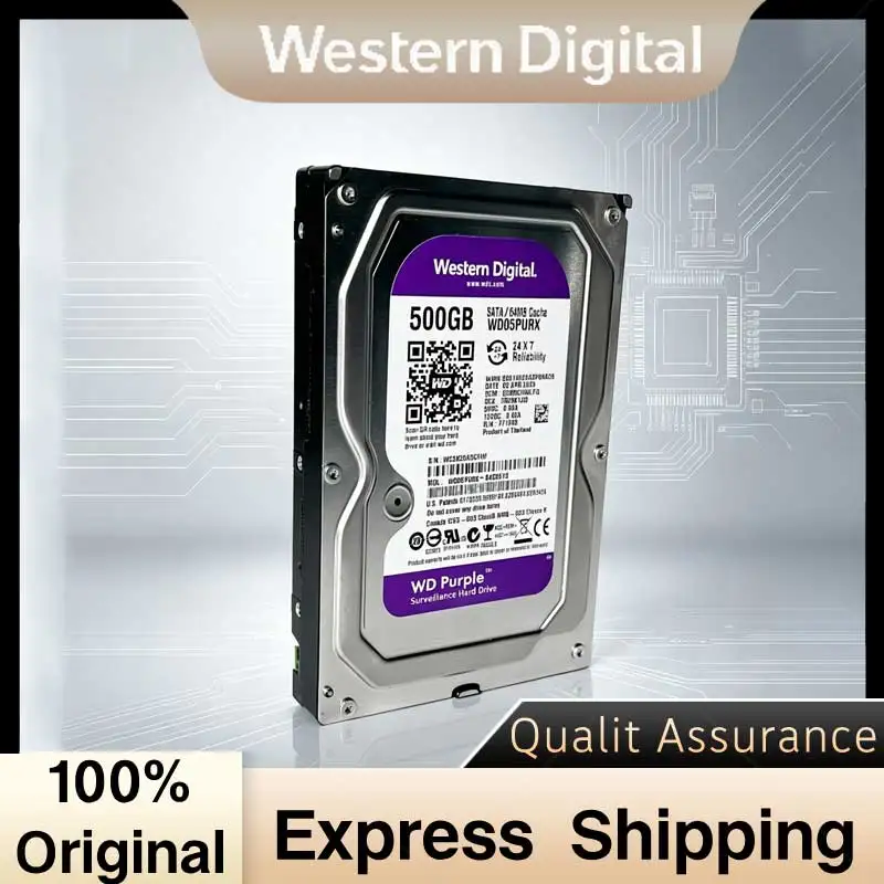 Western Digital WD Purple 500GB 3.5" SATA 6.0Gb/s Hard Drive Disk For CCTV Security System Video Recorder