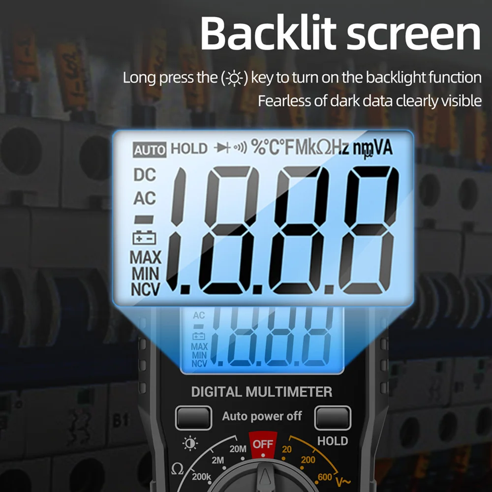 SZ06 LCD Screen Digital Multimeter 2000 Count Storage Professional Meter Voltage Current Ohm Tester AC/DC Ammeter Voltmeter