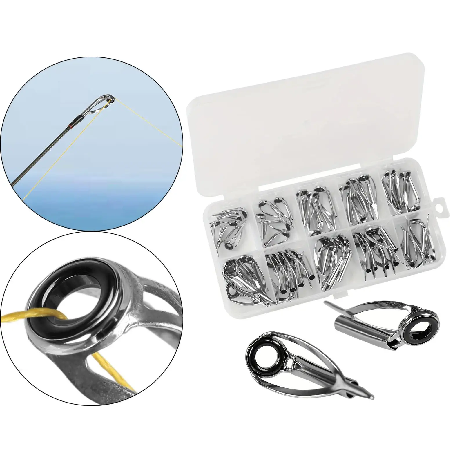 40 Pieces Fishing Rod Tip Repair Kit Rod Top Tips Replacement Men Unisex