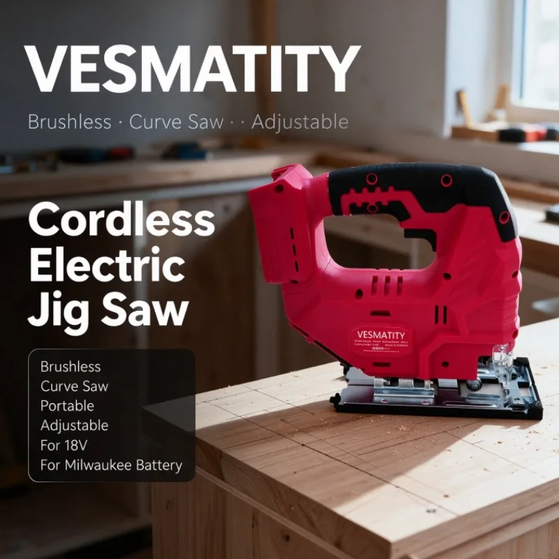 Portable Adjustable Brushless Curve Saw Cordless Electric Jig Saw Woodworking Power Tool For 18V For Milwaukee Battery