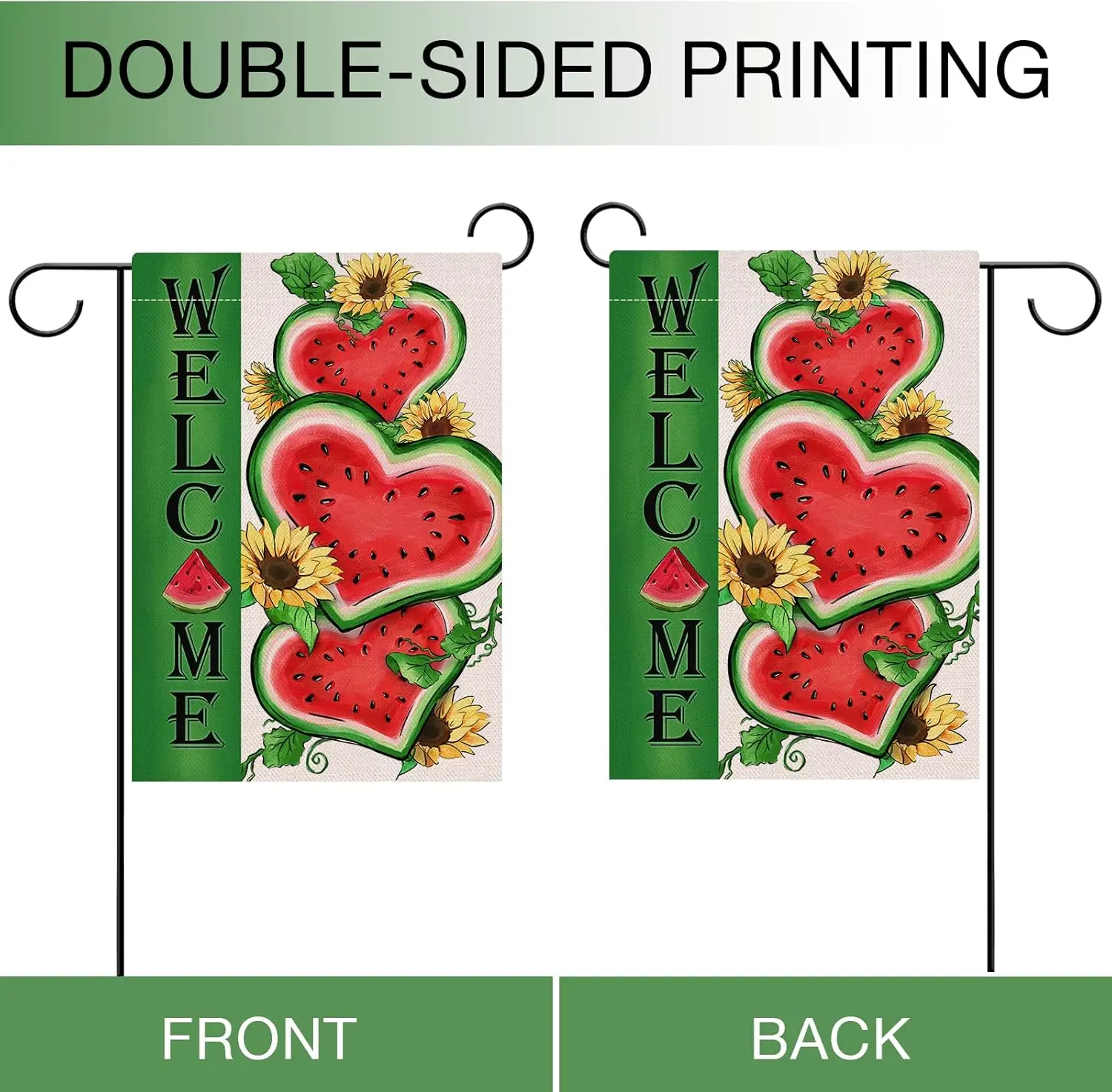 علم حديقة البطيخ الصيفي للترحيب من Hzppyz مزدوج الجوانب، ساحة ديكور عباد الشمس في الهواء الطلق، ديكور صغير للمنزل، عقدة موسمية EYY