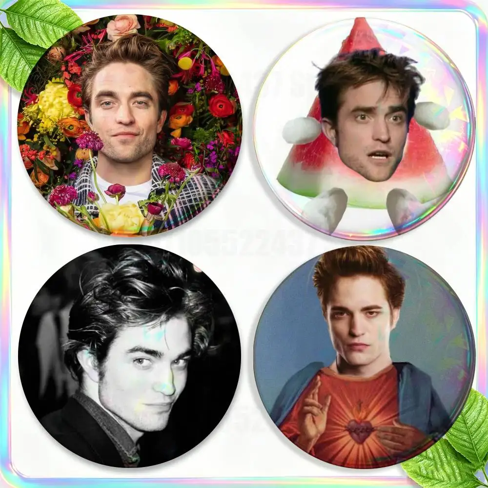 

Hot Actor R-Robert P-Pattinson Brooches for Backpack Accessories 25,32,44,58,75mm Round Enamel Pins 2-piece set Cartoon Badge