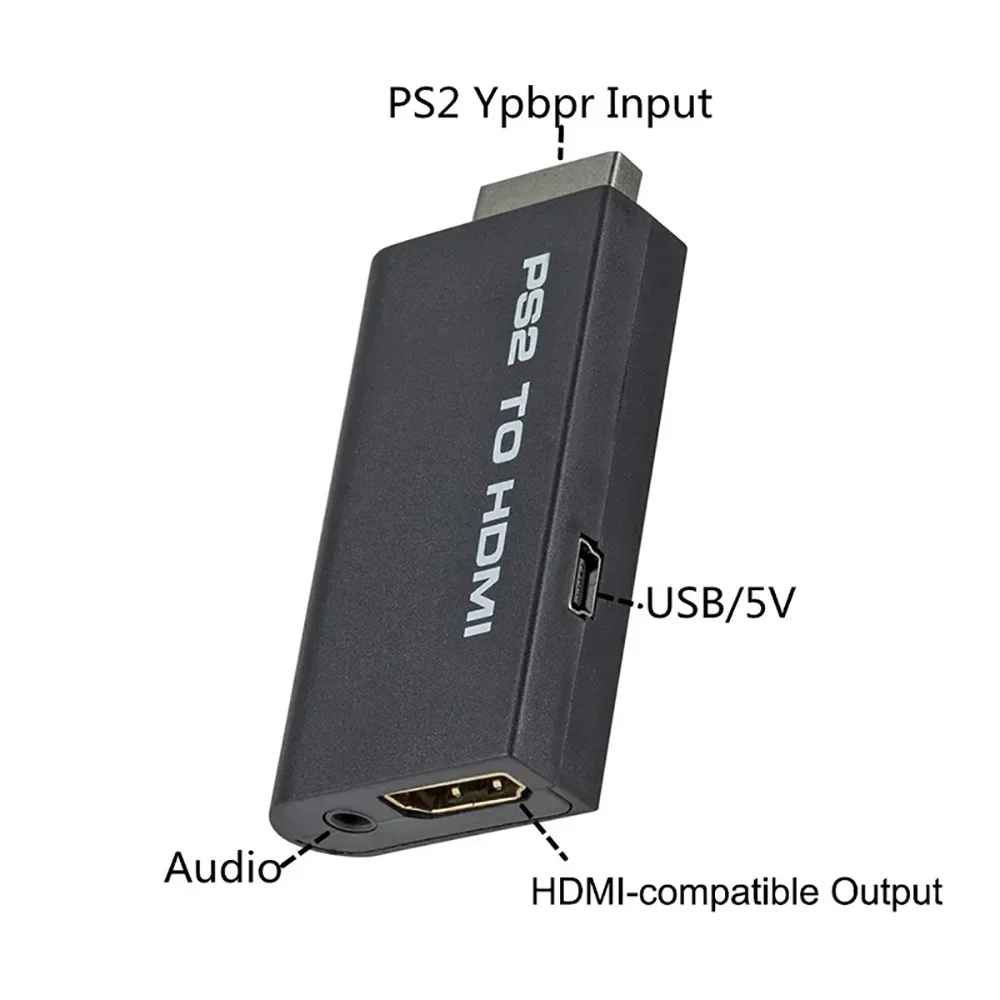 Für PS2 zu HDMI-kompatibel Konverter Adapter 480i/480p/576i Audio Video Mit 3,5mm Audio kabel Unterstützt PC Alle PS2 Anzeige Modi