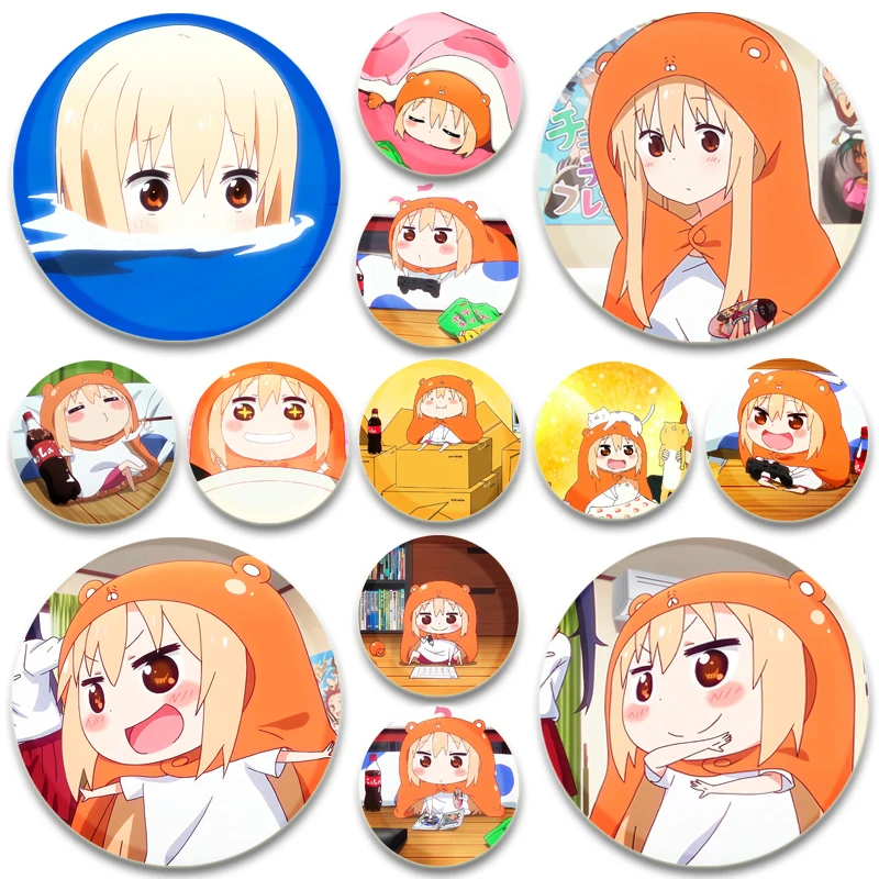 58mm Himouto! Umaru Chan Anime Pins  Cute Cartoon Badge Round Handmade Tinplate Brooches for Backpack Clothes Gift Accessory