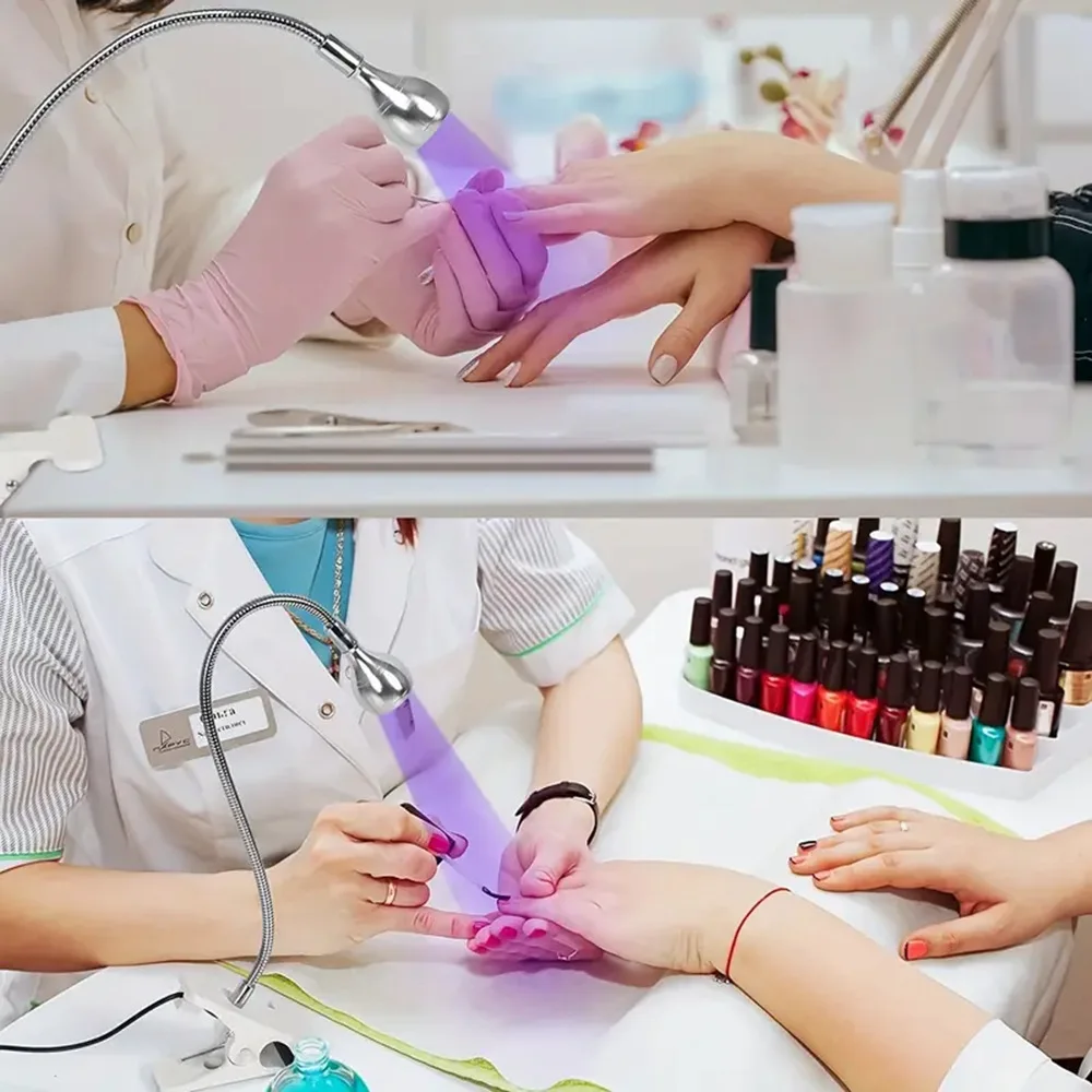 Lámpara LED UV para secado de uñas, luz de curado de uñas, longitud de onda de 395nm, Mini USB de escritorio con Clip para uñas de Gel, herramientas de salón de manicura