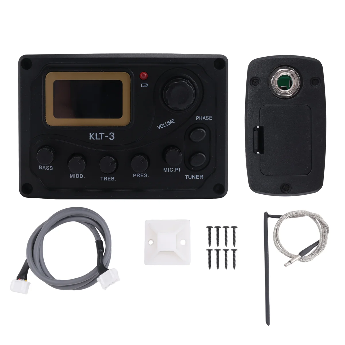 

AA90 4 Band EQ Equalizer KLT-3 Acoustic Guitar Bass EQ Preamp with Digital Tuner Guitar Pickup