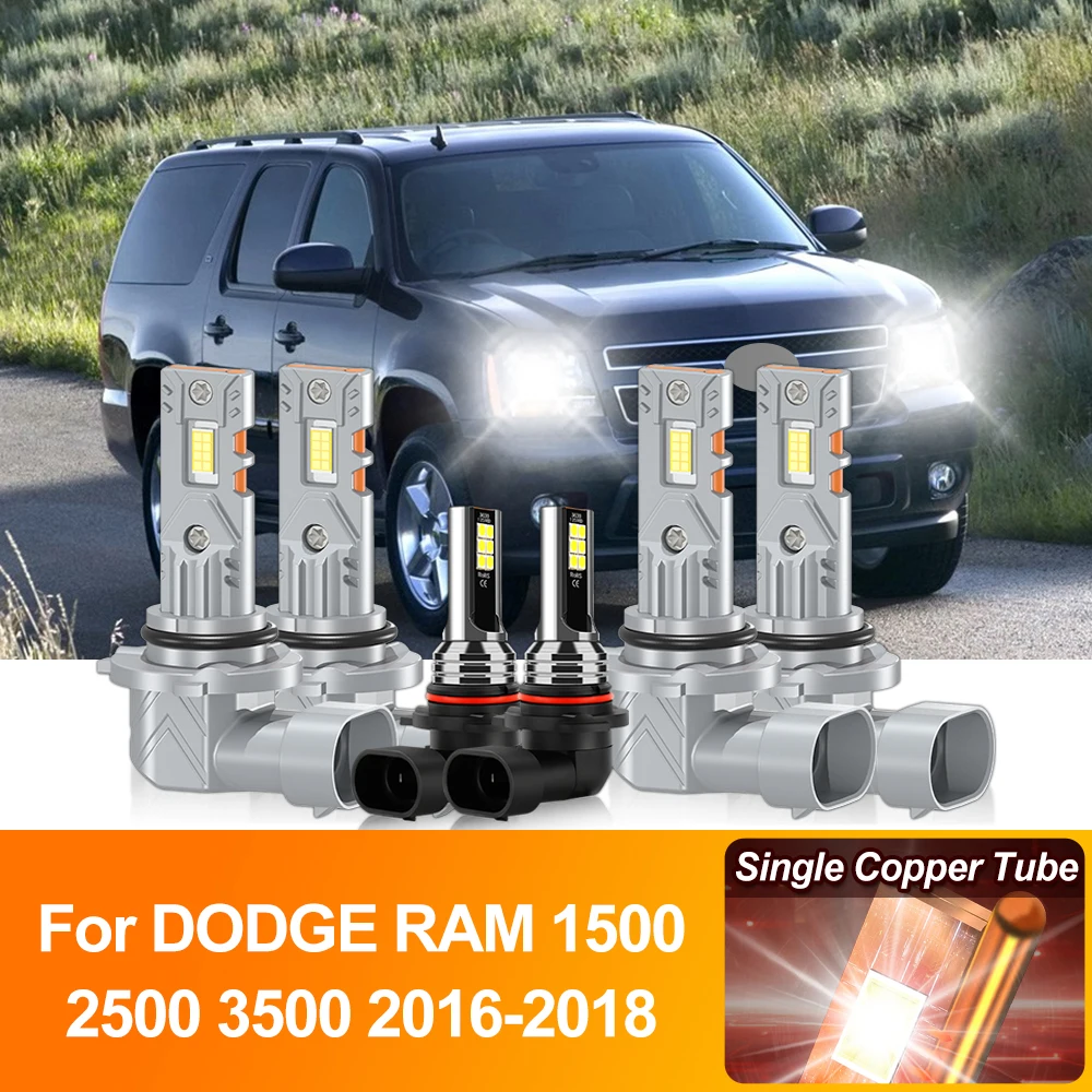 

60000LM Canbus LED Headlight Bulbs 6000K Turbo Car Headlamps 12V Auto Fog Lamps For DODGE RAM 1500 2500 3500 2016 2017 2018