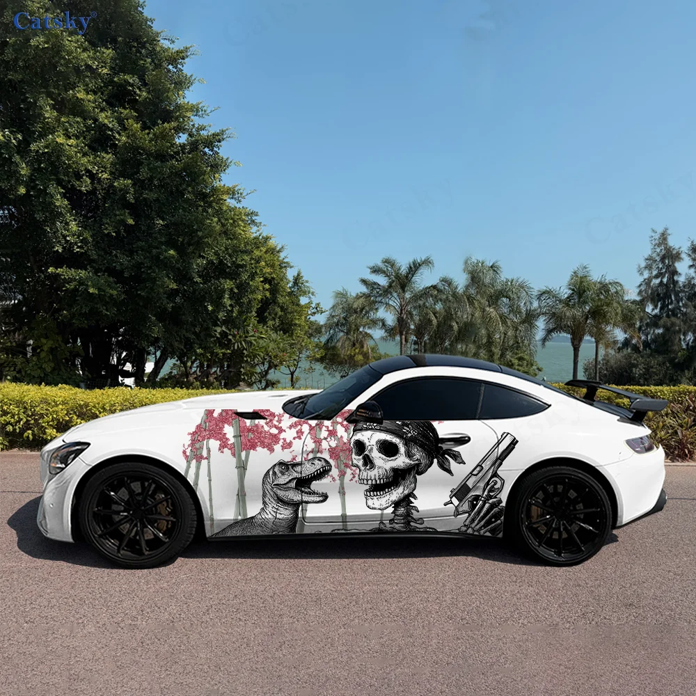 

Skeleton Dinosaur Wisteria Car Vinyl Wraps Decal Self-adhesive PVC Sticker Suitable for Trucks SUV Decor Auto Accessories Gift