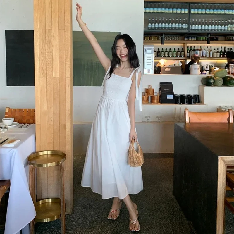 French Style Black Slimming Dress for Women Summer Petite Cute Tank Dress with Long Slimming Design Sleeveless Inner Wear 2025