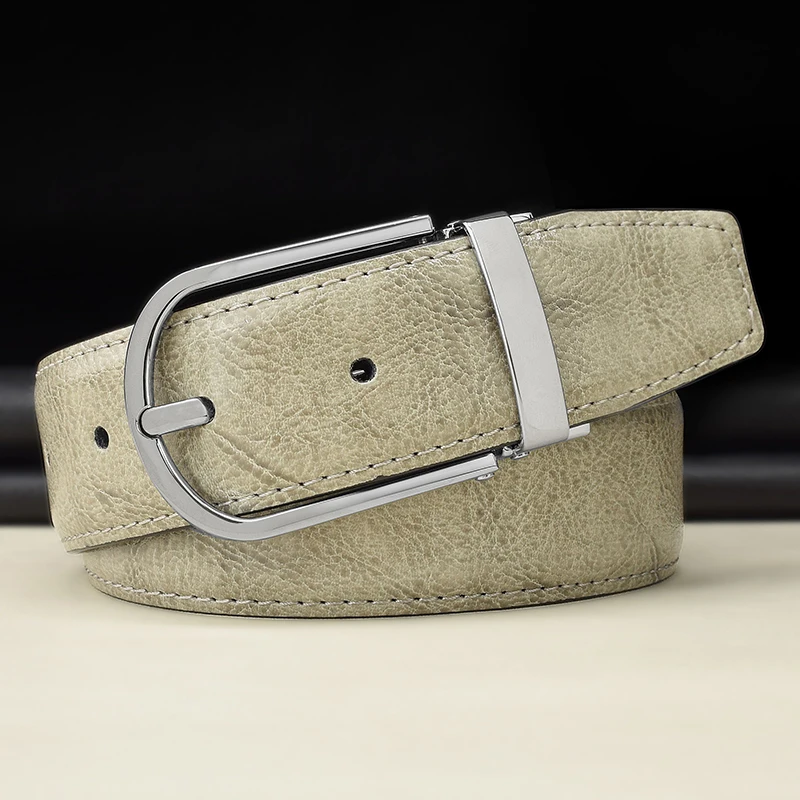 

High Quality Business Belt Men Fashion Leather Pin buckle Designer Fashion Young Men Casual Grey Vintage Jeans Cintos Masculinos