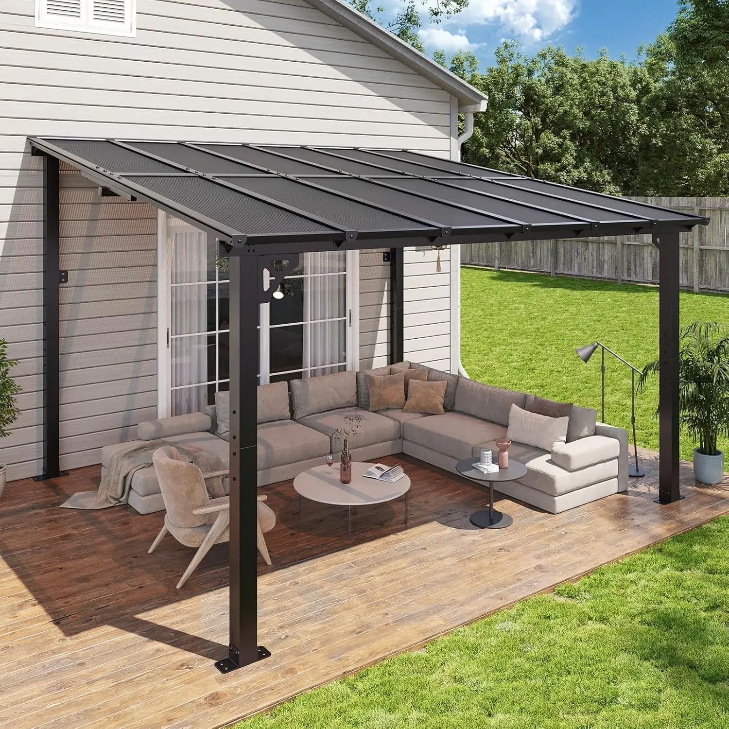 High-quality Eco-friendly Wall-mounted Garden Pavilion And Awning With Modern Aluminum Enclosed Roof Canopy