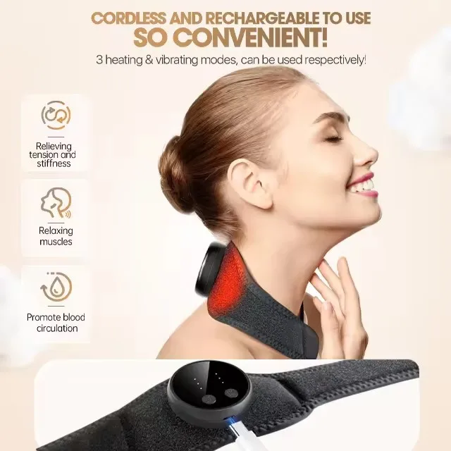 Portable Electric Heating Neck Massager, Cervical Pain Relief Pad for Dowager's Hump
