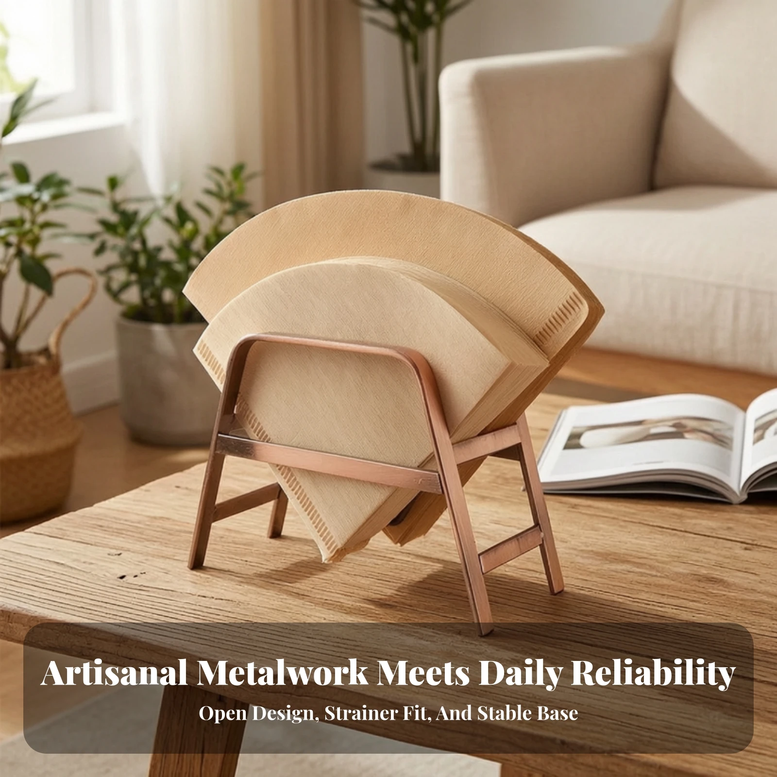 Metal Coffee Filter Paper Holder Compact A-Shaped Filter Paper Stand Kitchen Organizer Easy to tidySaving for Cafes