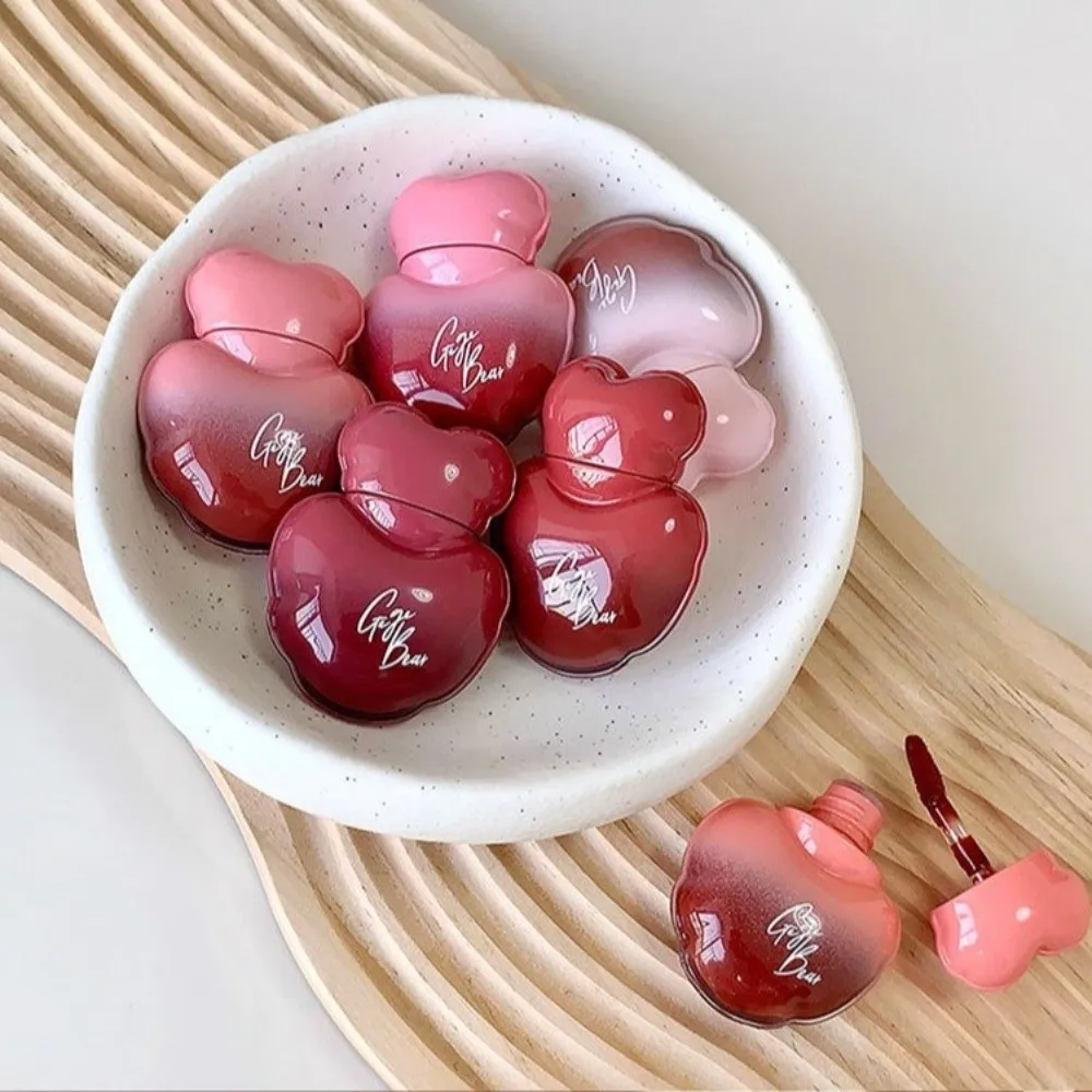 New Love Shape Lip Stain Rose Red Non-Sticky Lip Gloss Long-Lasting Mirror Finish 2-in-1 Lip Tint For Women