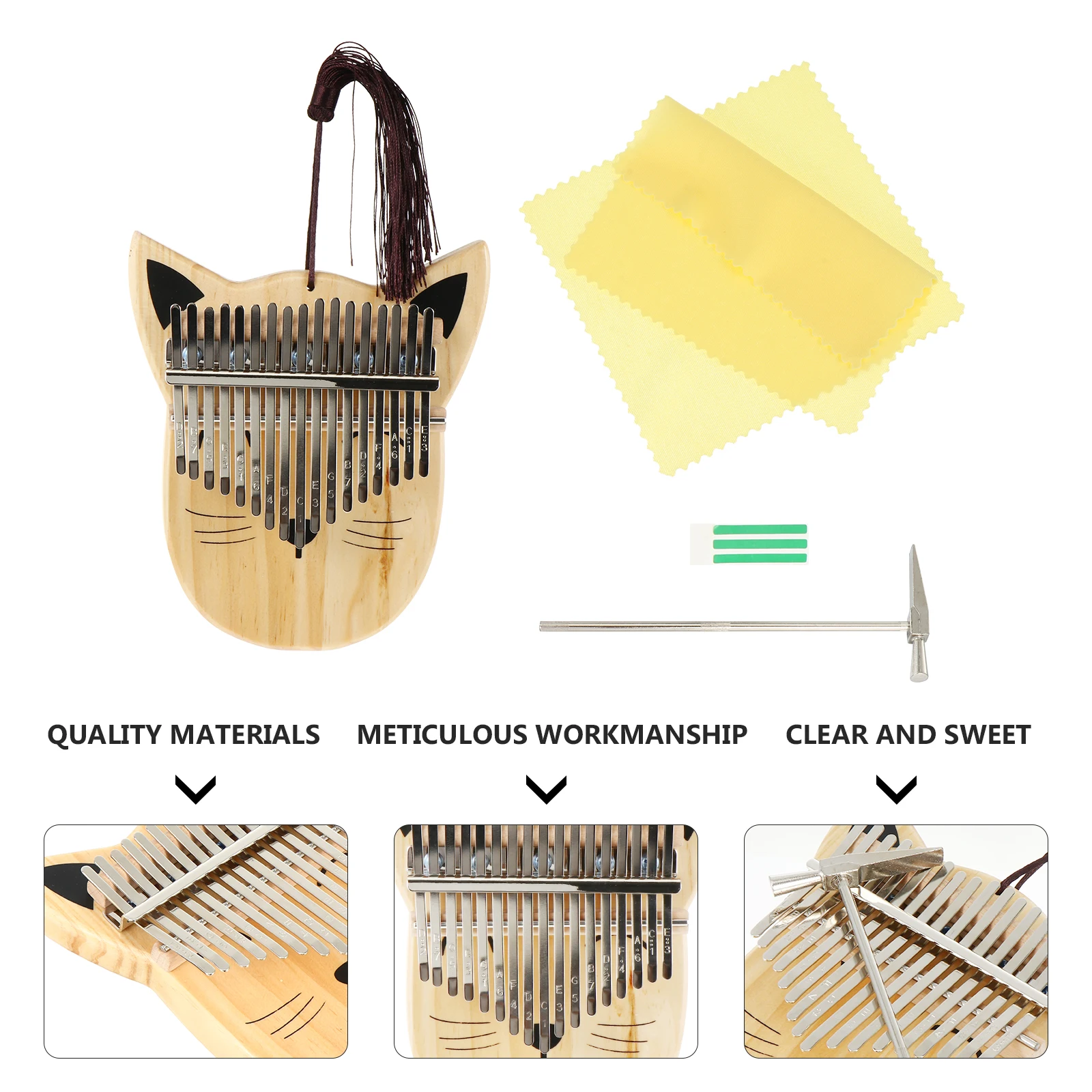 

Kids Thumb Piano Set Baby Toys Wood Mbira Musical Instrument Pig Shape Finger Child