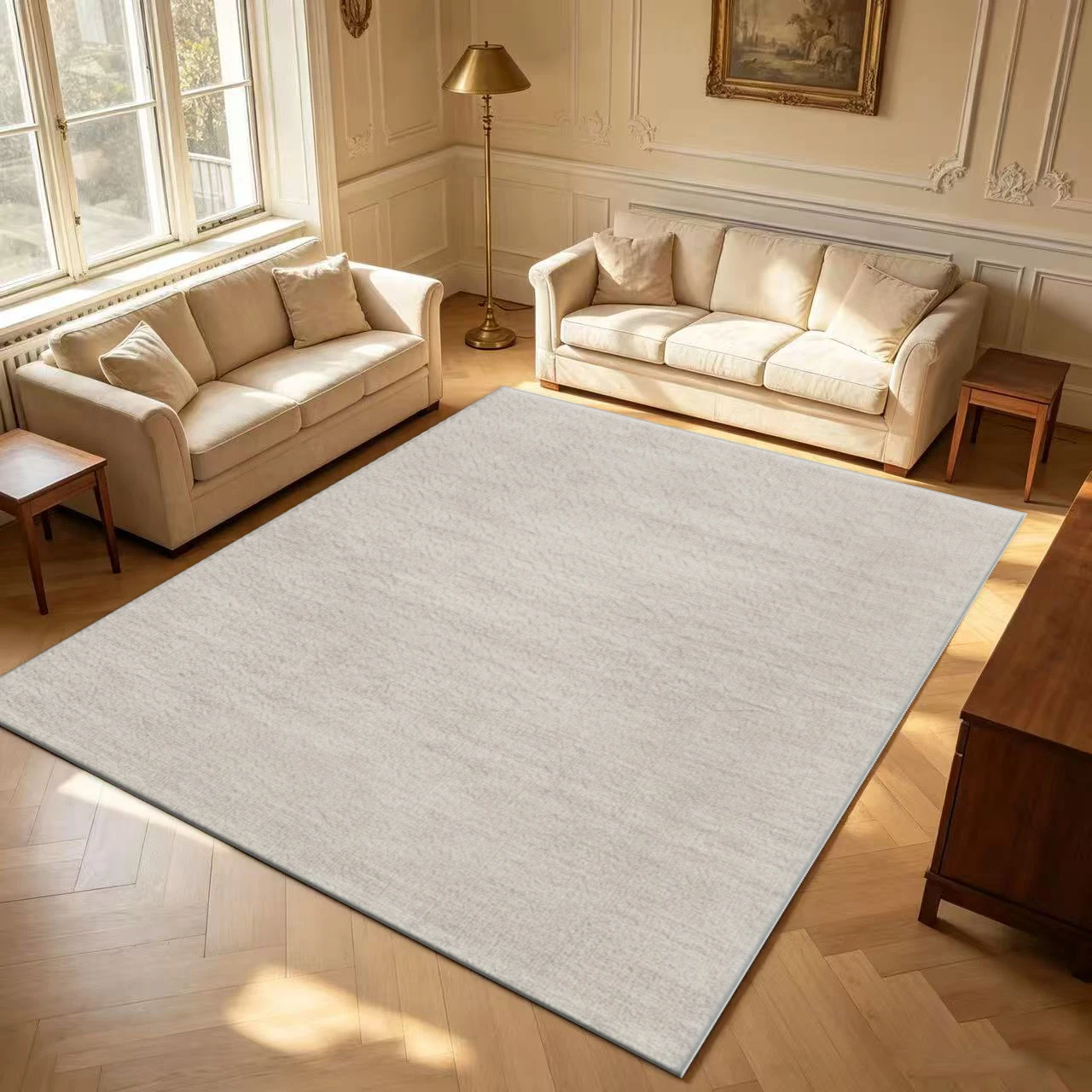 Subtle Washed Texture Carpet Flooring Solid Tone Faded Effect Area Rug Soft Decor Floor Mat for Modern Household Space