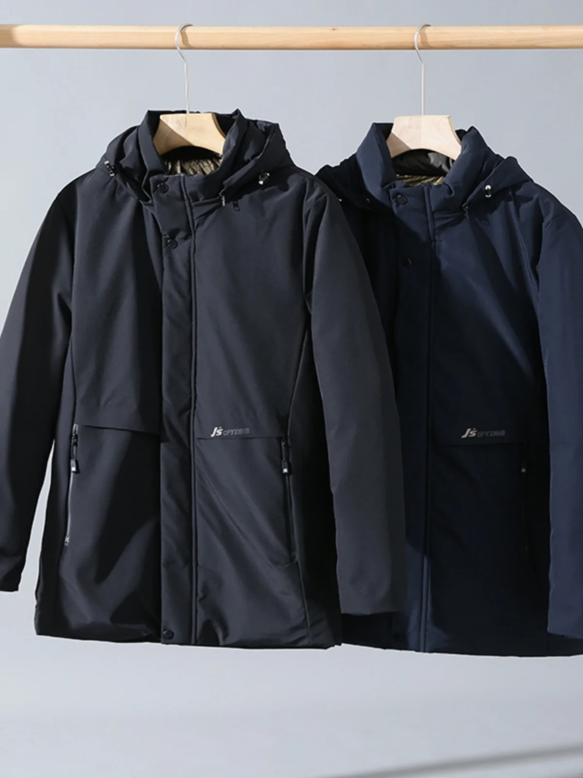 

aphene Technology Inner Lined Men's Cotton Jaet Windproof Splasroof Trendy Bla Gold Series Thiened Stand Fit Coat