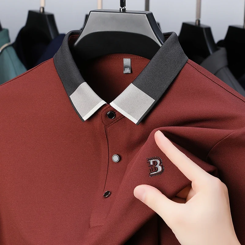

2024 Autumn Men POLO Shirt Exquisite B Embroidery Long Sleeved Business Lapel Men's Wear Men Shirt Golf Men Clothing Camisas
