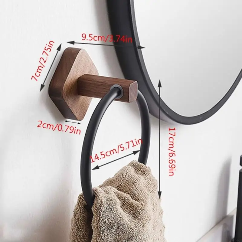 97QD Phòng tắm Giá đỡ khăn gỗ Giá đỡ chiếc móc tường tường