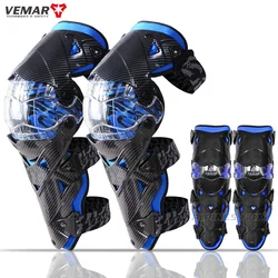 VEMAR 4Pcs Motorcycle Protective Kneepad Sport Knee Pad Hard Shell Protector Knee & Elbow Pads for Adult Carbon Fiber Guard MTB