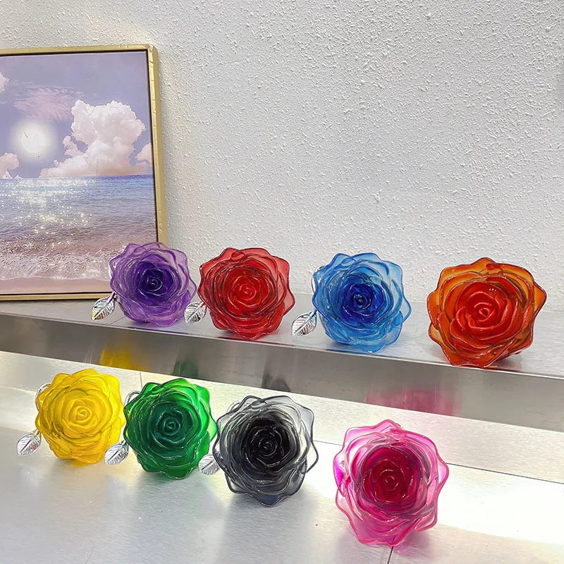 Ins Acrylic Camellia Flower Shape Box Bag Socialite Dinner Bag Mini Change Key Lipstick Crossbody Bag Candy Transparent Handbag