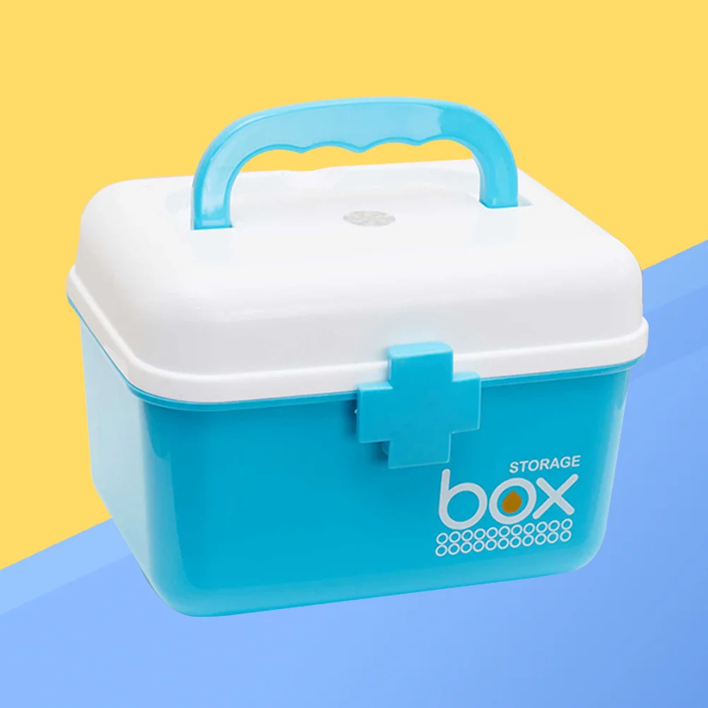 مجموعة أدوات الطوارئ العائلية S Lake Blue Box منظم متعدد الاستخدامات ومقبض محمول وحاوية تخزين ذات سعة كبيرة #1