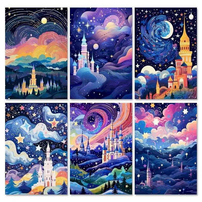 

GATYZTORY Abstract Painting By Numbers On Canvas Acrylic Paint Colorful Castle Coloring On Numbers Handpainted Wall Decor Gift