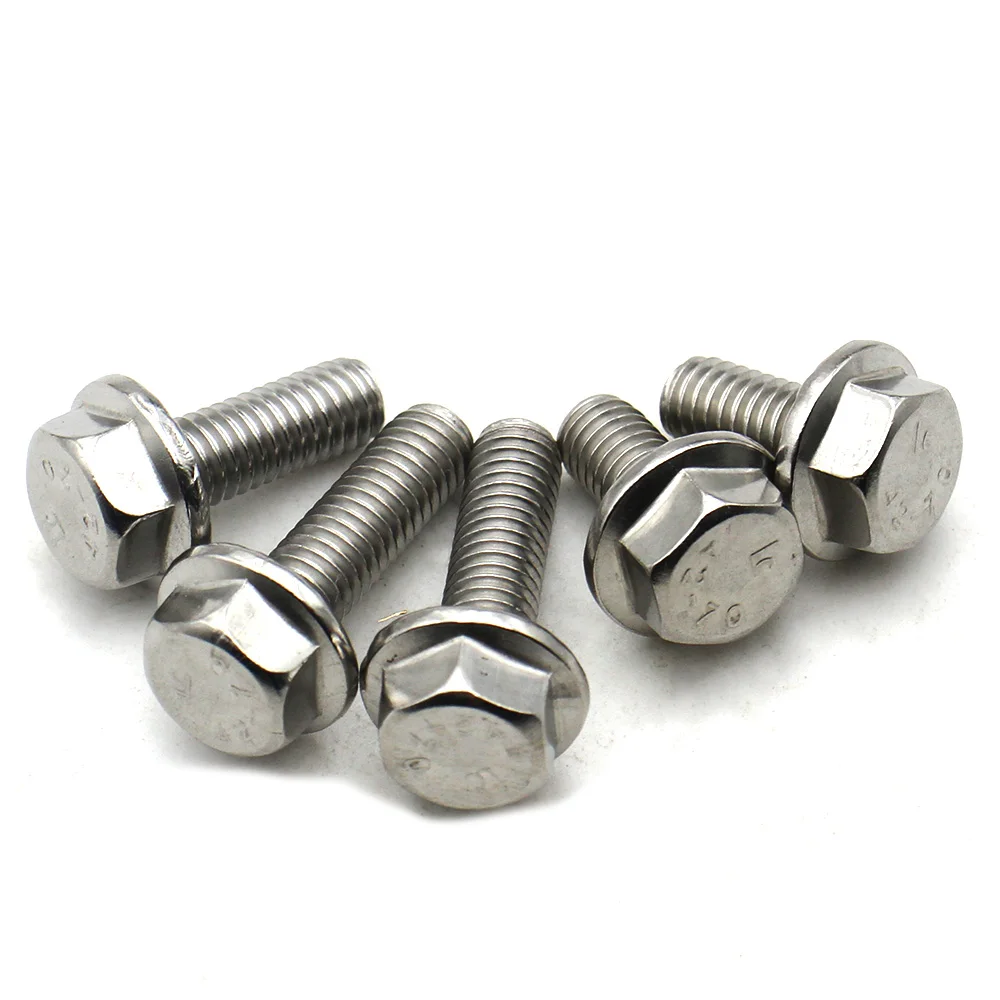 20-2pcs 304 Stainless Steel Hex Flange Bolt Serrated Flange Head Screw GB5787 M4 M5 M6 M8 M10 M12