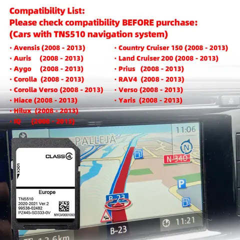 Genuine for Toyota TNS510 Satellite Navigation SAT NAV 2020-2021 SD Card PZ445-SW333-0V Version2 Gps Systems and Accessories Car