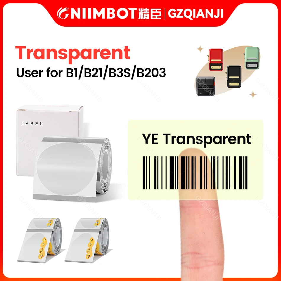 Niimbot B21 B1 Label Printing Paper Transparent Name Sticker Waterproof Self Adhesive Cartoon Name Sticker Self Adhesive Small