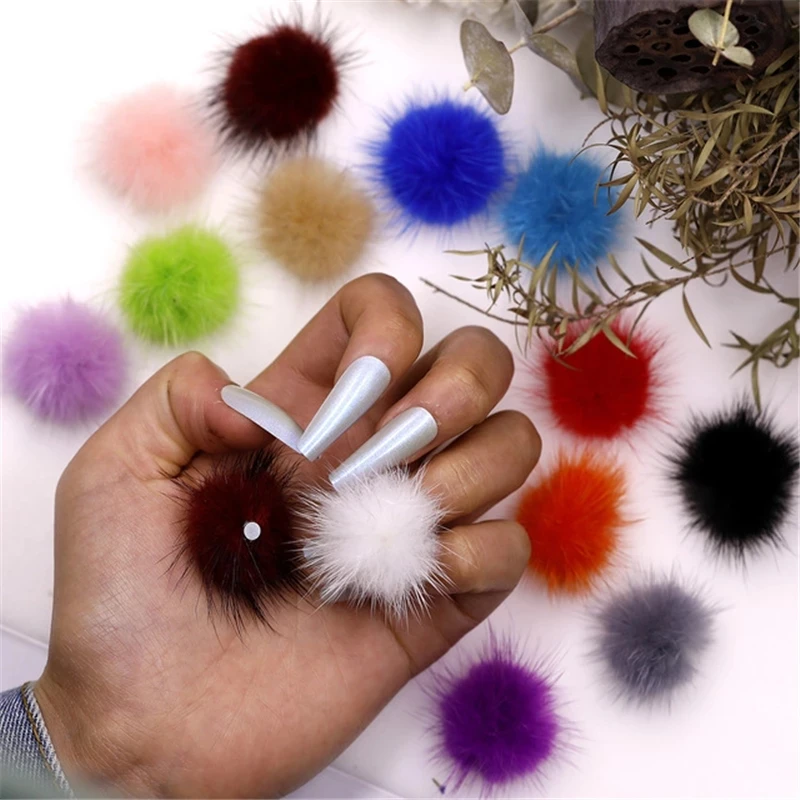 2Pcs Detachable Magnet Ball Fluffy  27*27mm 3D 16 Colors Puffy Pom Pons Set Kit Jewelry Manicure Accessories DIY Nails Charms