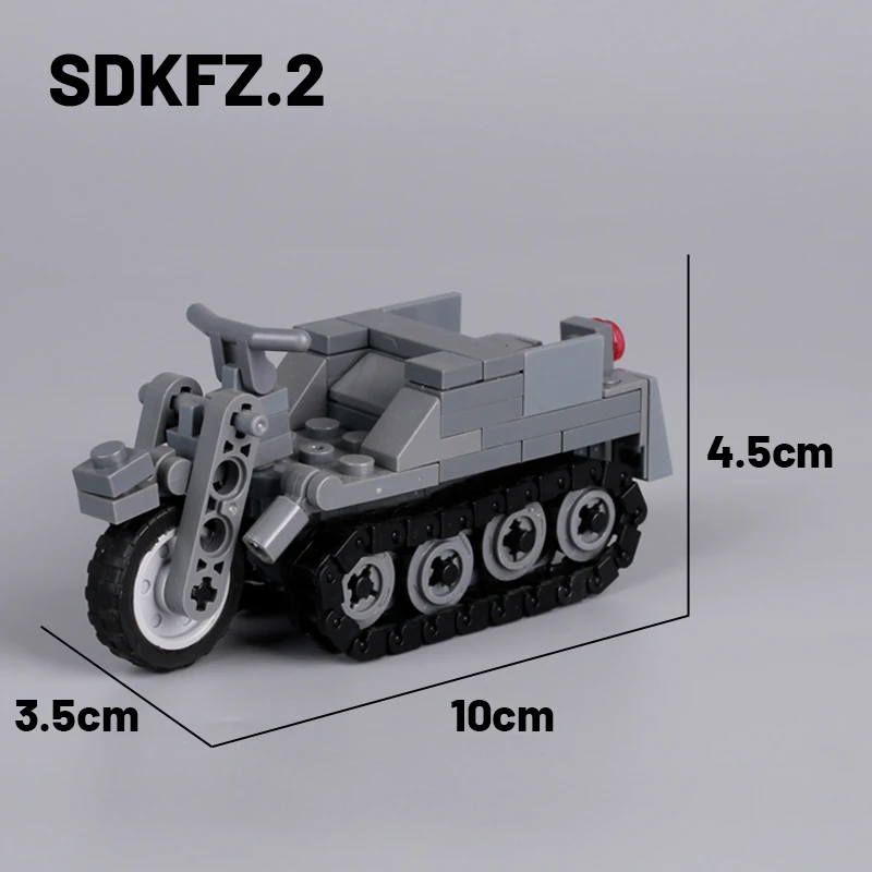 Military Mini Main Battle Tanks Building Blocks WW2 German Truck Vehicle SDKFZ.2 Army Soldier Figures Weapon Car Model Kids Toys