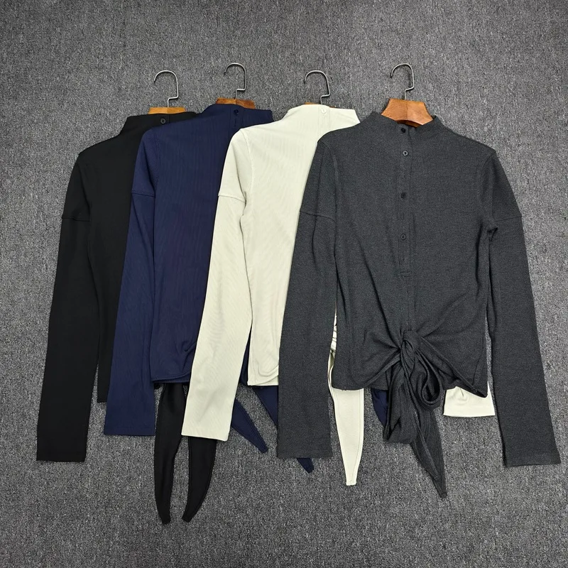 Women'S Lace-Up Long-Sleeve T-Shirt (2026 Autumn/Winter New Arrival): Slim-Fit Figure-Flattering Base Layer With A Unique Design