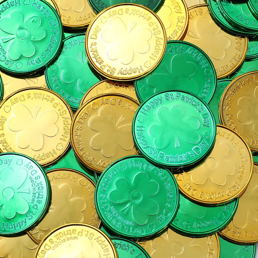 

20/40/60pcs Coins Toys St. Patrick’s Day Party Pirate Shamrock Coin Supplies Green Gold Treasure Irish Festival Party Decor